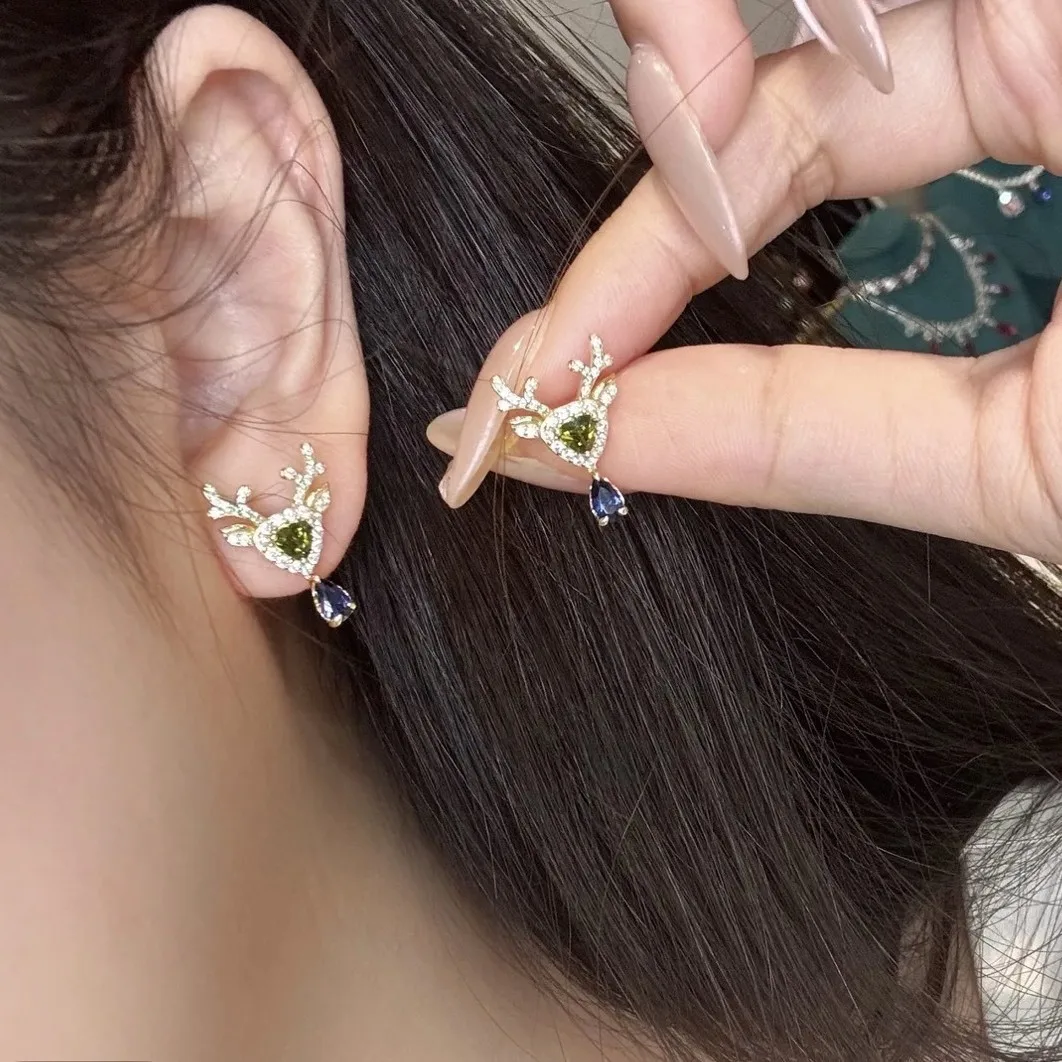 

Новые серьги из серебра 925 пробы 0,25 карата с каплями воды 3*5, синие серьги с синим сокровищем [оленем], свадебные украшения