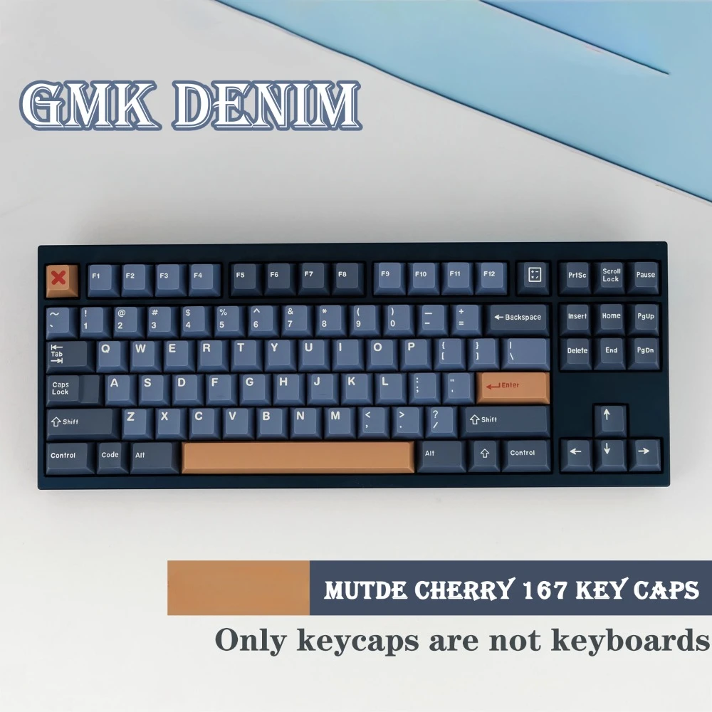 GMK Denim Theme Keycap Set 167key ABS Custom Personalized Keyboard Cap Cherry Profile Gaming KeyCap for Mechanical Keyboard