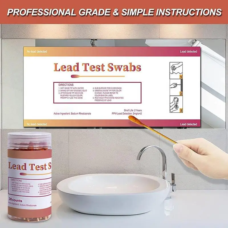 Lead Test Kit With 30PCS Test Swabs High-Sensitive Instant Lead Paint Test Kit Lead Testing Strips For Plaster Dishes Metal