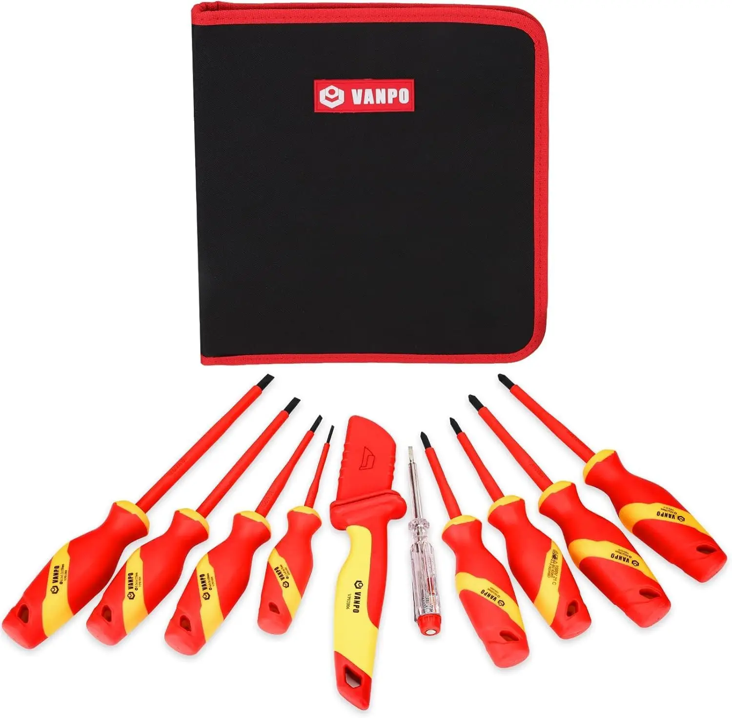 

10pcs 1000V Insulated Screwdriver Set, Professional VDE Electrical Tools for Electrician, Magnetic Phillips Slotted Pozidriv