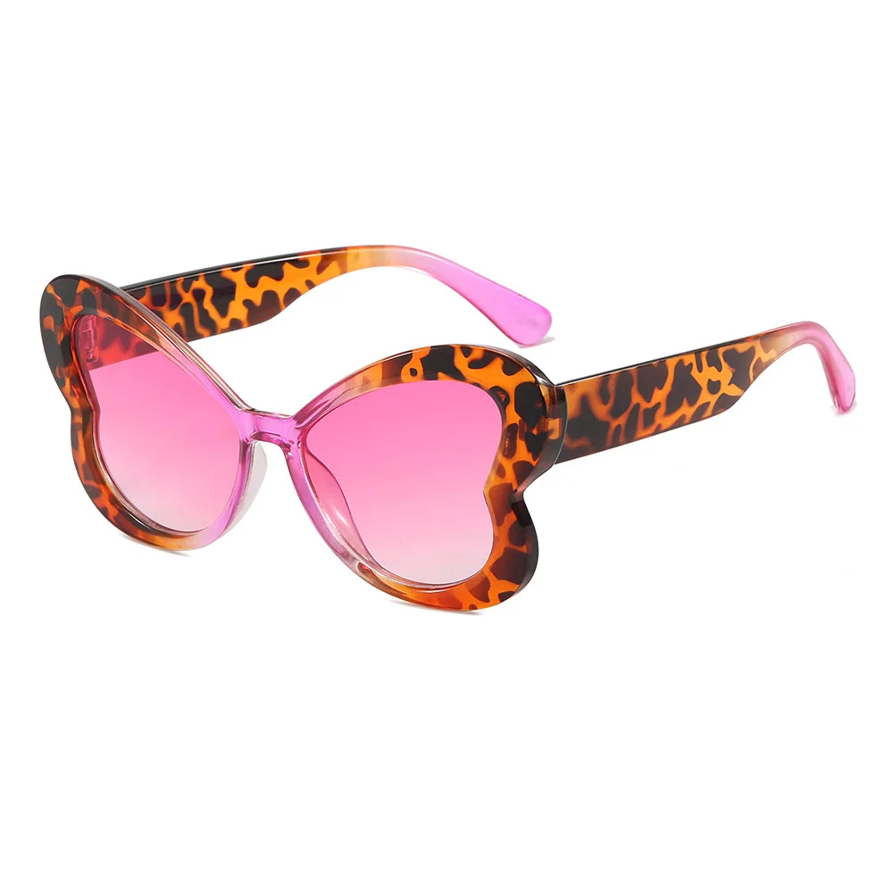 

New Retro Leopard Print Gradient Butterfly Women Sunglasses 2025 Brand Candy Color Trend Punk Design Men Casual Glasses UV400