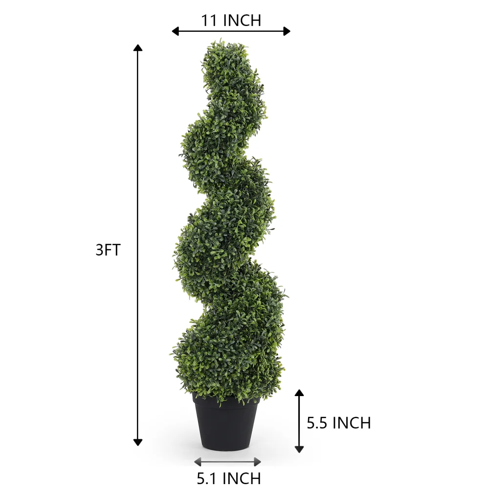 Decorative Bonsai Boxwood Spiral Topiary Artificial Tree Silk Plant For Indoor Outdoor 2pcs/set