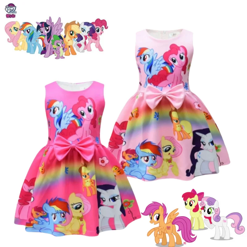 

My Little Pony Rainbow Dash Applejack Kids Clothes Holiday Party Cosplay Summer Skirt Cute Cartoon Fashion Girl Birthday Gift