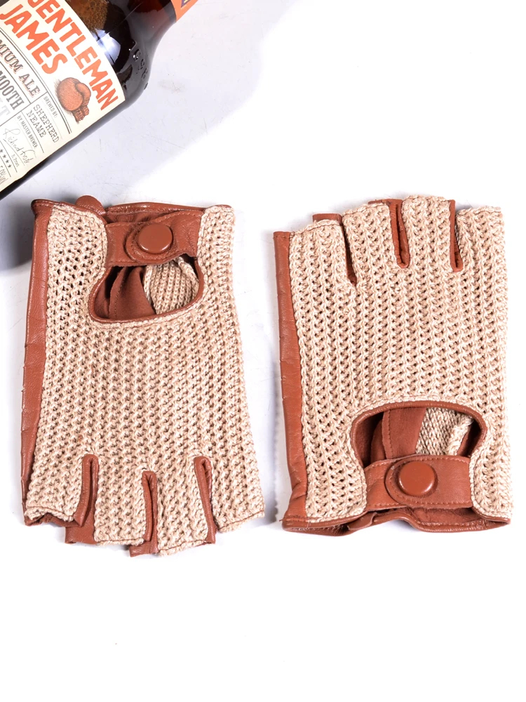 men's-half-finger-genuine-leather-woven-autumn-winter-anti-slip-motorcycle-biker-sports-cycling-goat-skin-gloves-thin
