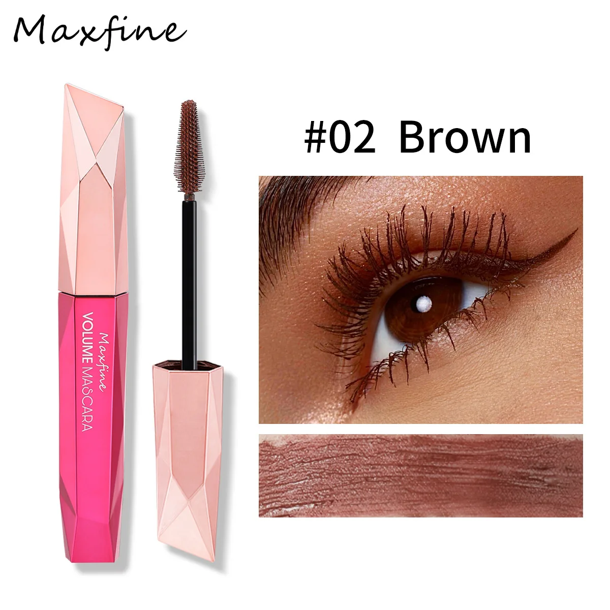 Maxfine มาสคาร่า4สีใหม่มาสคาร่ามาสคาร่าแบบหนาหยิกเพรียวบางติดทนนานมาสคาร่าแฟชั่นกันน้ำเครื่องสำอางสำหรับงานปาร์ตี้