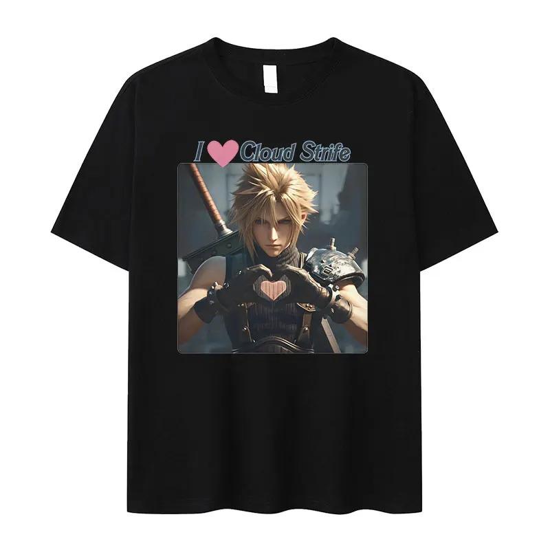 

Футболка I Cloud Strife с графическим принтом для мужчин и женщин, модные футболки в стиле ретро, летняя повседневная футболка оверсайз из 100% хлопка