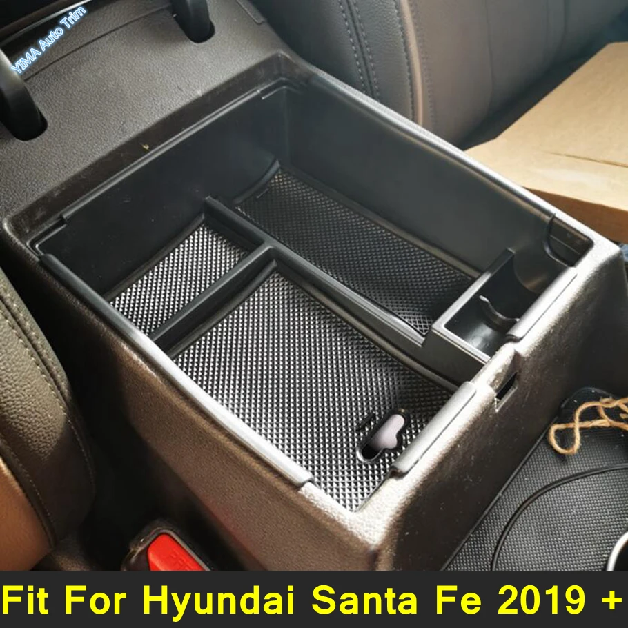 Central Control Armrest Secondary Organizer Box Container Multifunction For Hyundai Santa Fe 2019 - 2021 Car Decoration Interior