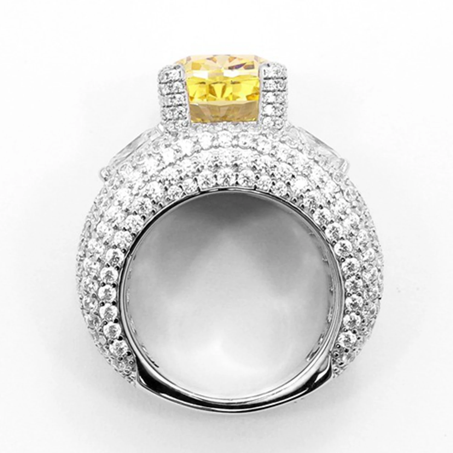 KQDANCE New Sparkling Lady's Rings 925 Silver Cushion Cut Zircon Yellow Gemstone Jewelry Party Gifts