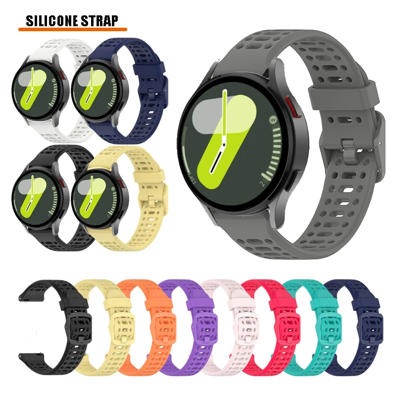 For Samsung Galaxy Watch 7 / FE / 6 / 5 / 4 40mm 44mm / Watch6 Classic / Watch5 Pro Breathable Silicone Strap Band