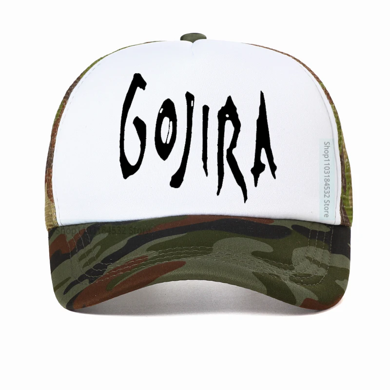 Gojira Baseball cap Men\'s Metal rock hat Summer Cotton Mesh Trucker Caps Gojira Band hats French Heavy Metal Band skull cap