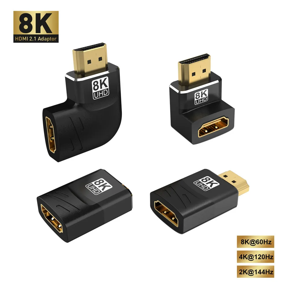 HDMI-Compatible Male to Female Extender 90/270 Degree Right-angle Adapter 8K 60Hz 4K 120Hz 48Gbps HDR Video for PS5 Laptop HD TV