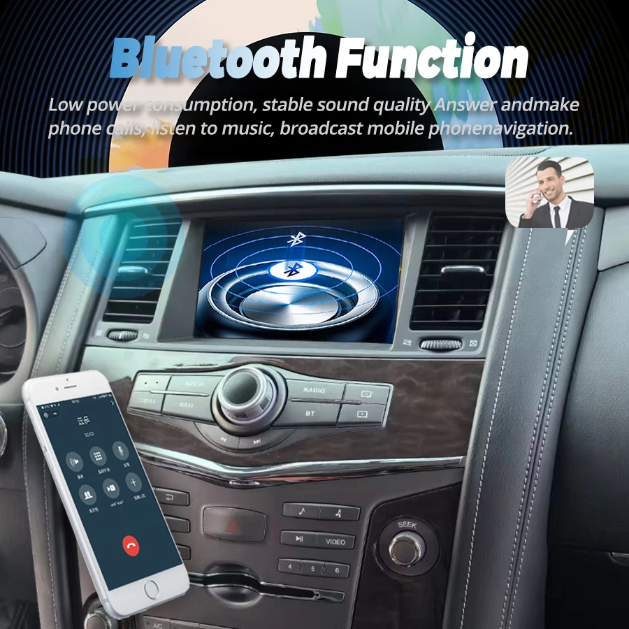 256GB 8Inch Android 14 Qled Screen Car Radio Multimedia Player For Nissan Patrol Y62 2018-2020 GPS Wireless CarPlay Head Unit