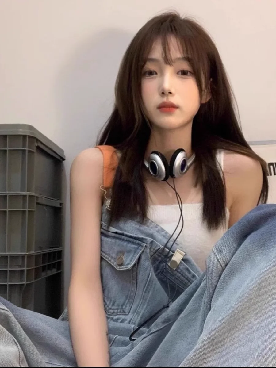 

Летние тонкие джинсовые комбинезоны, женские рабочие брюки прямого кроя, модные брендовые повседневные брюки в американском стиле для пар