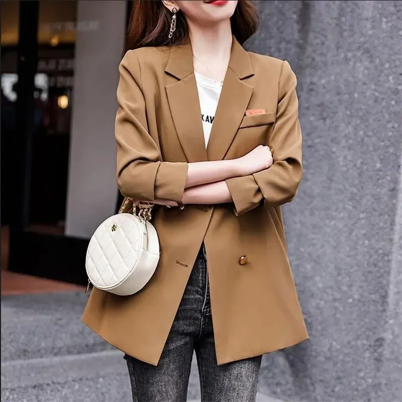 

New Suit Coat Women Korean Loose Double-breasted Blazers Lady Office Female Temperament Blazers Jacket Outwear Tops