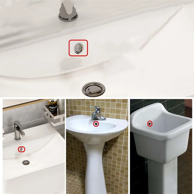 2Pcs Ceramic Basin Spilled Water Ring Overflow Spare Cover Chrome Trim Bathroom Supplies Sink Round Overflow Accessories