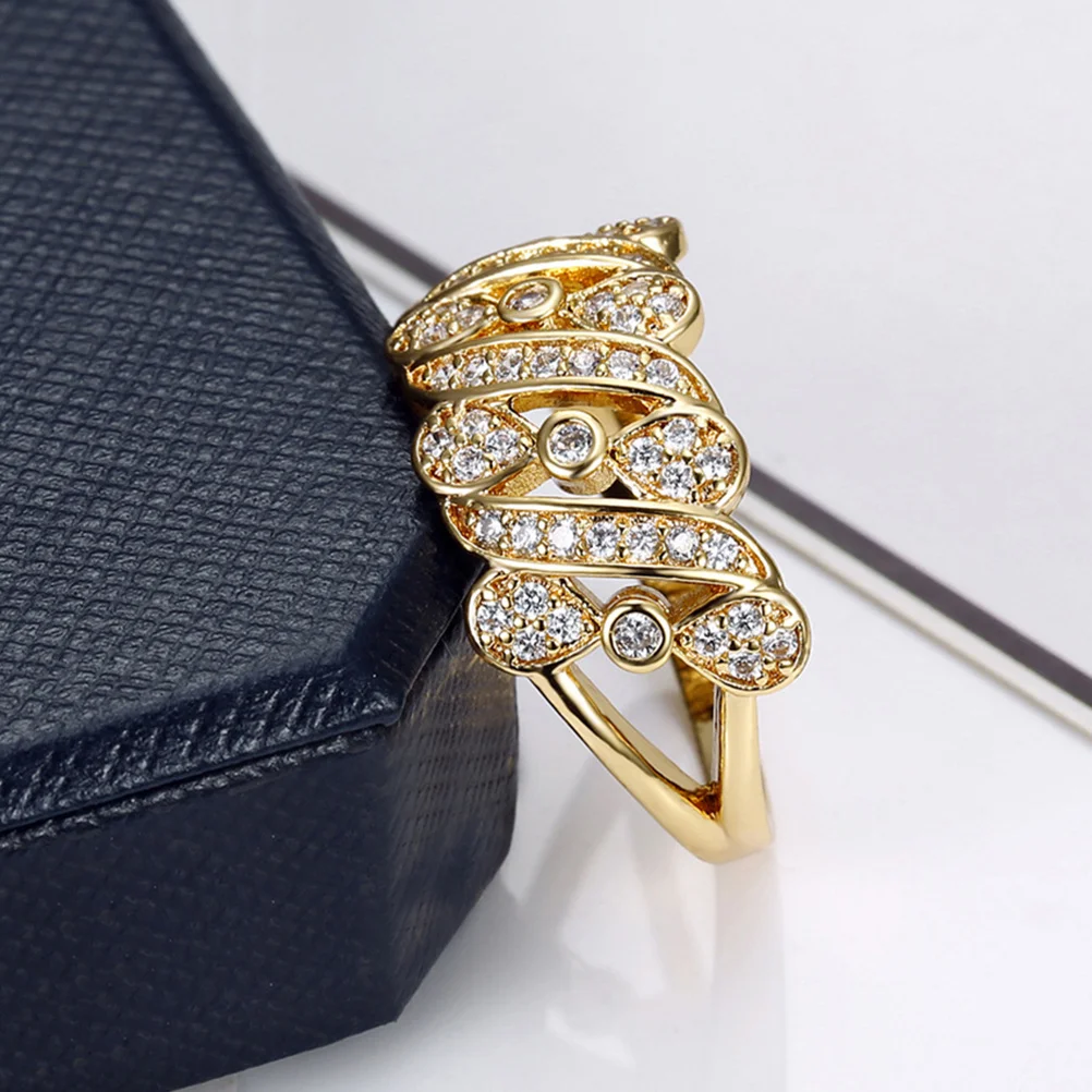 

2Pcs Sophisticated Bowknot Zircon Ring Copper Ladies Jewelry Ideal Gift for Anniversary and Festivals Ladies Ring