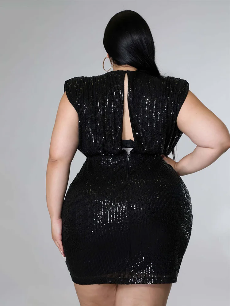 Dress Plus Size Women Party Club Wear Deep V Ladies Sequin Mini Dress Slinky Sexy Tight Black Dress Wholesale Bulk Dropshipping