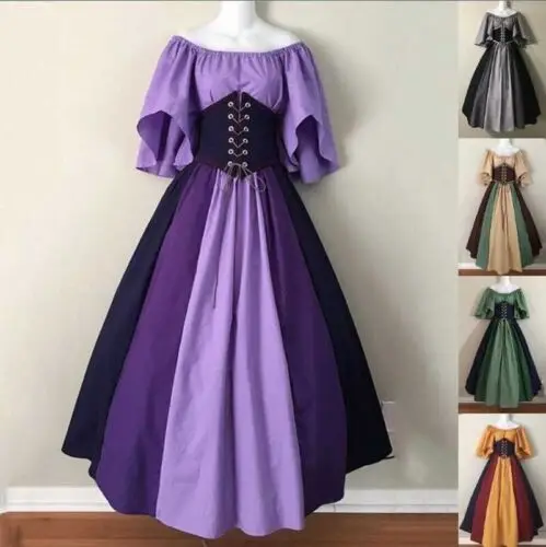 

Womens Renaissance Medieval Victorian Vintage Fancy Dress Halloween Gothic Cosplay Costume Ball Party Women's Retro Dress