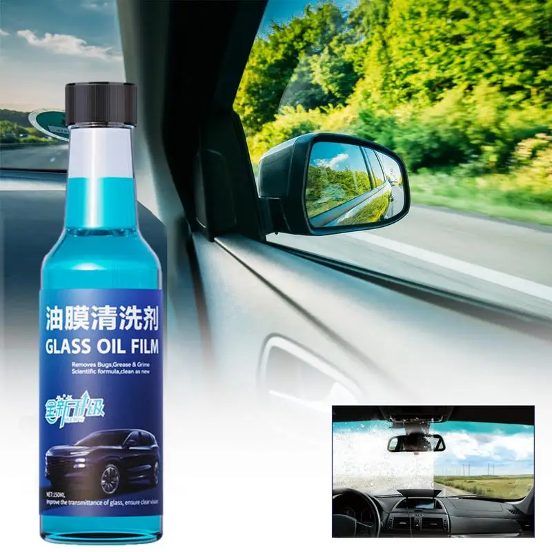 Car Glass Oil Film Cleaner Auto Glass Stain Removal Cleaning Agent Quick Mild Formula 150ml Restore Glass To Clear For Water