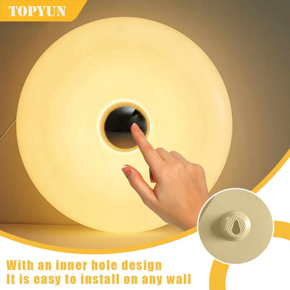 USB Plug Doughnut Table Lamp Bedroom Bedside Ambient Light Bauhaus Living Room Dining Room Decorative Light(Not Glass)