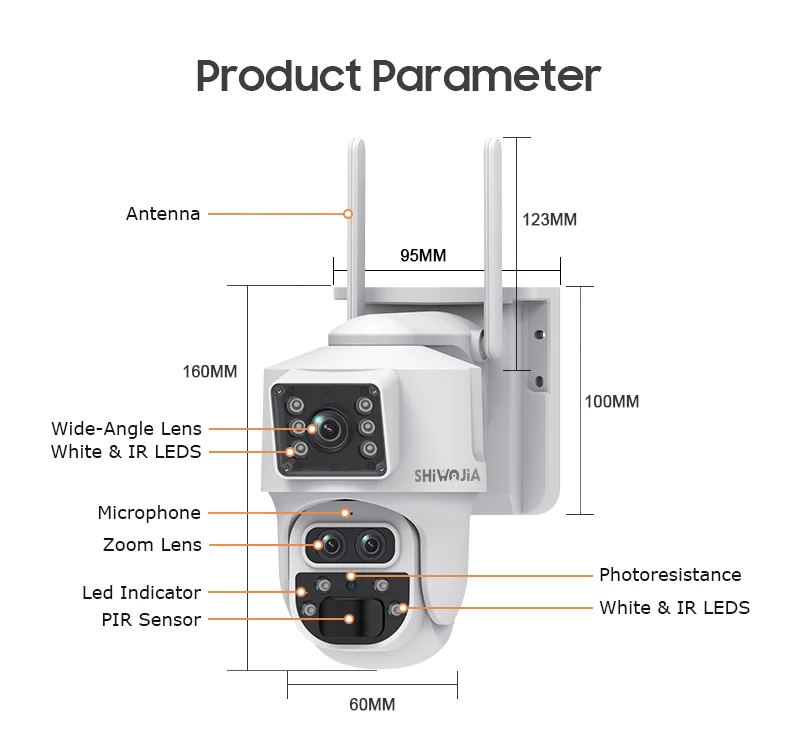 SHIWOJIA 6K 12MP 15X ZOOM Solar Camera 4G SIM /WIFI Three Lens Recording Dual Screen Human Auto Tracking Color Night Vision UBox