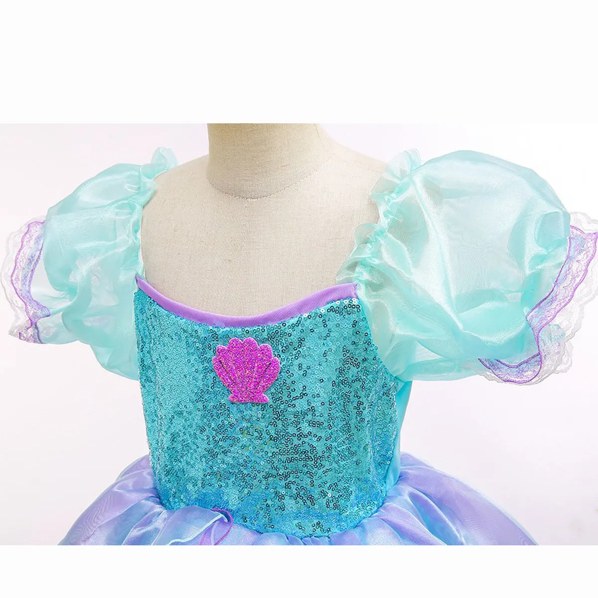 Disney Girl Mermaid Dress Children Birthday Party Princess Cosplay Costume Ariel Halloween Fantasy Clothes Summer Elegant Gown