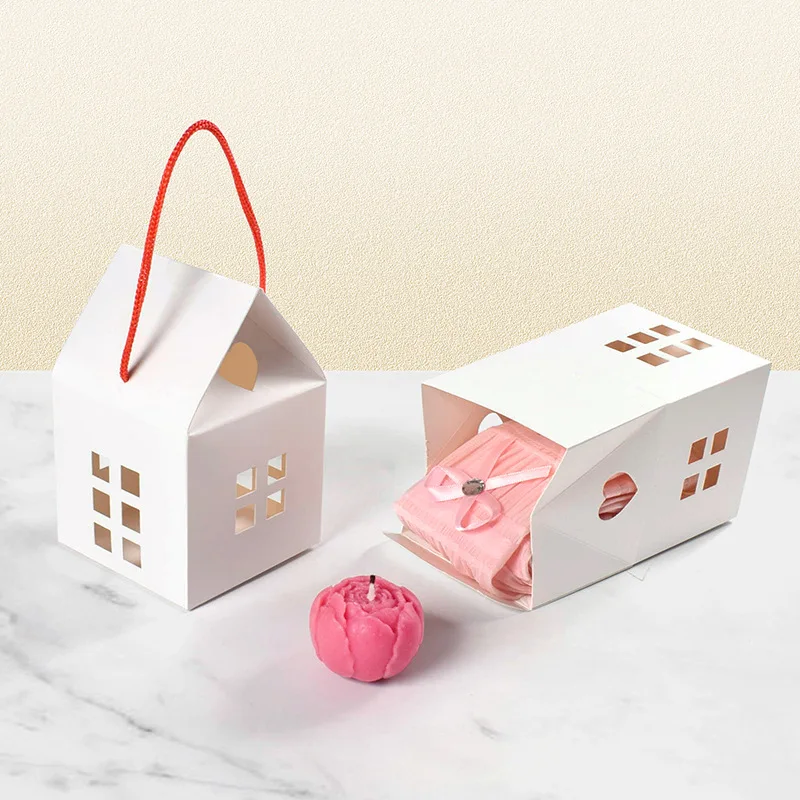 5/10/20/30/50/100Pcs Christmas House Shape Candy Boxes Home Party Supplies Wedding Cookie Candy Kids Gifts Packaging Box