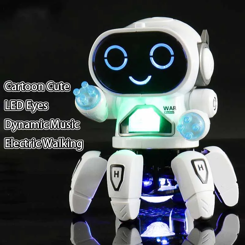 2025 新しいダンス電動ヘキサポッドリトル 6 ロボットおもちゃ漫画かわいいロボットライト音楽子供インタラクティブパズルおもちゃギフト