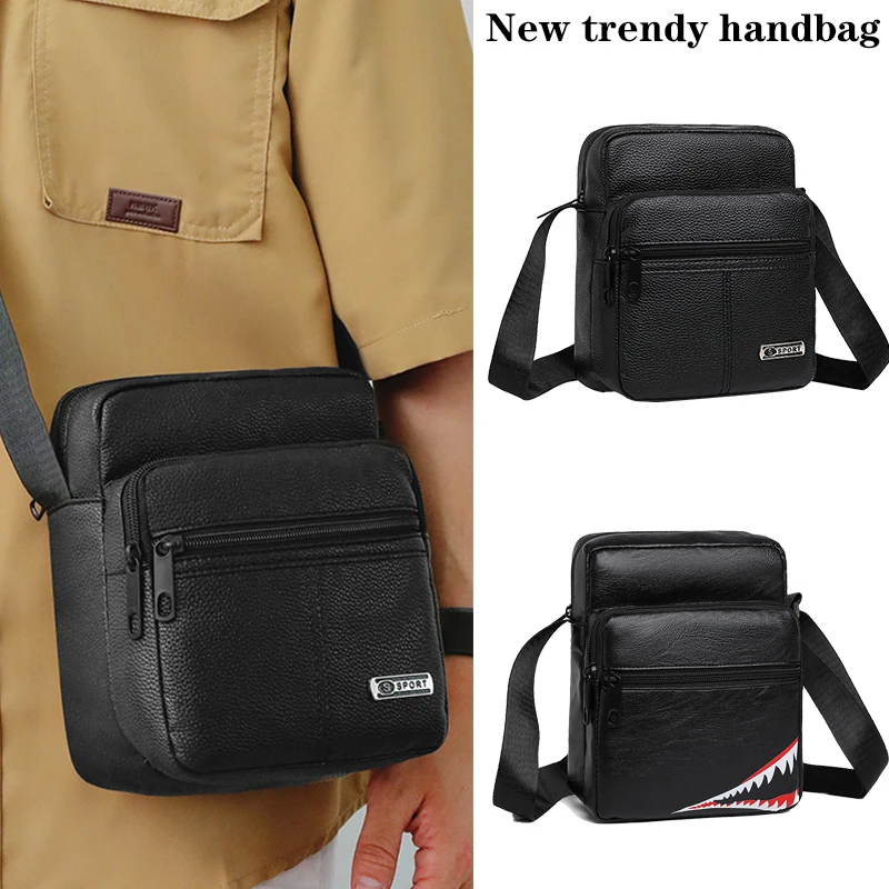 Fashion Men's Black Shoulder Crossbody Bag Multi-Style for Daily Commuting Casual Activities