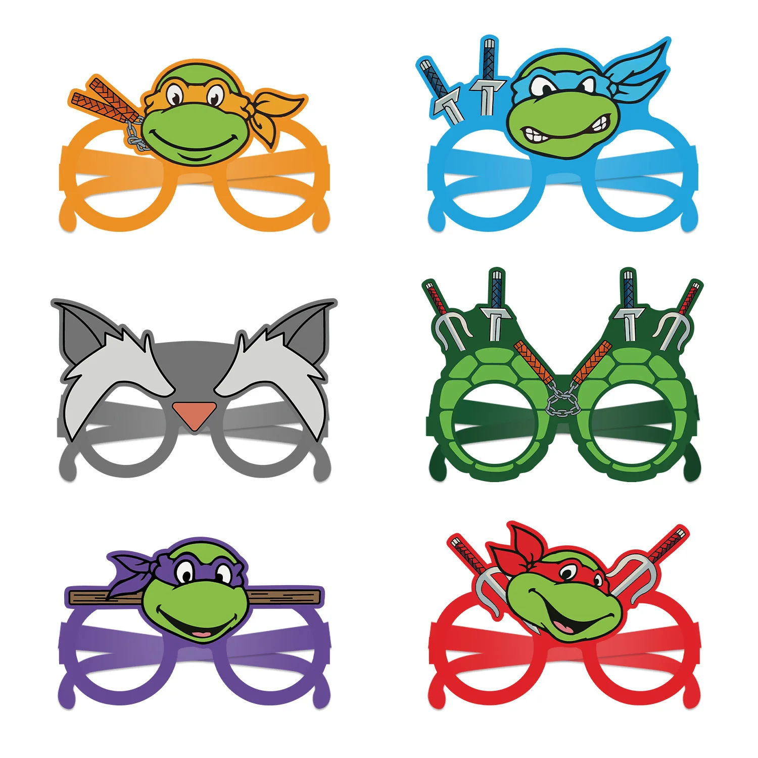 6/12pcs Ninja turtle Anime Decorative Paper Glasses Masks Photos Role Playing Props Children's Happy Birthday Party Supplies