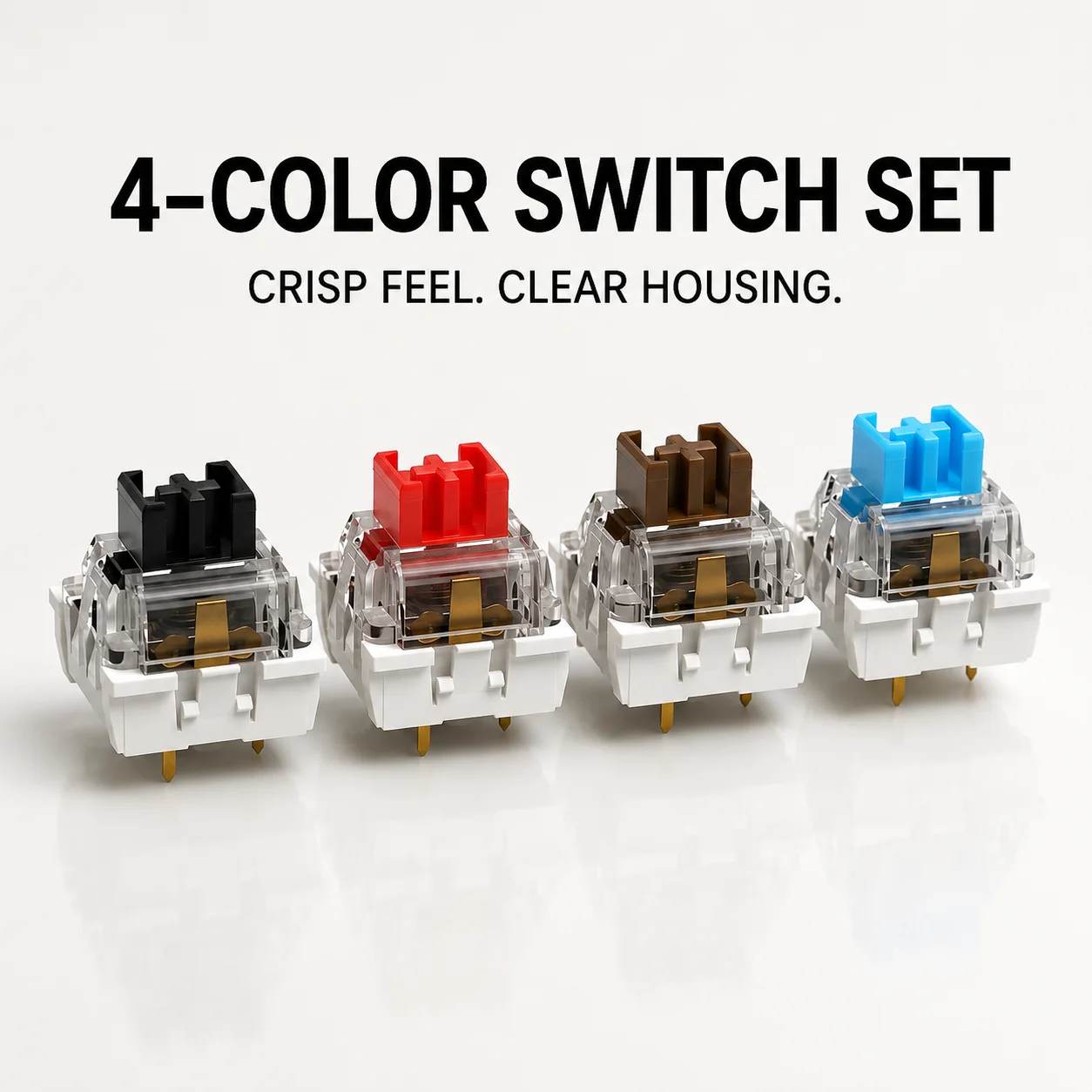 Mechanical Keyboard Switches, Dust-Resistant Clear Housing, 3-Pin MX-Style Cross Stem Replacement Switches, Red Blue Brown Black image 4