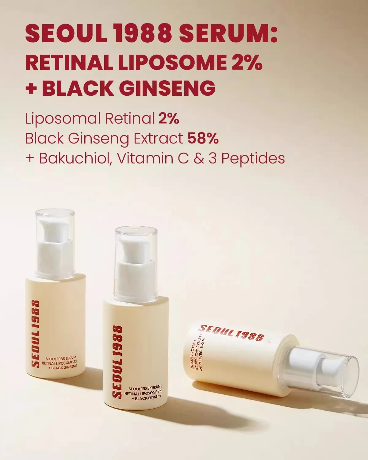 SEOUL 1988 Serum : Retinal Liposome 2% + Black Gingeng, 30ml/1.01fl.oz | 58% Black Gingeng Extract with Retinal, Bakuchiol, Vita