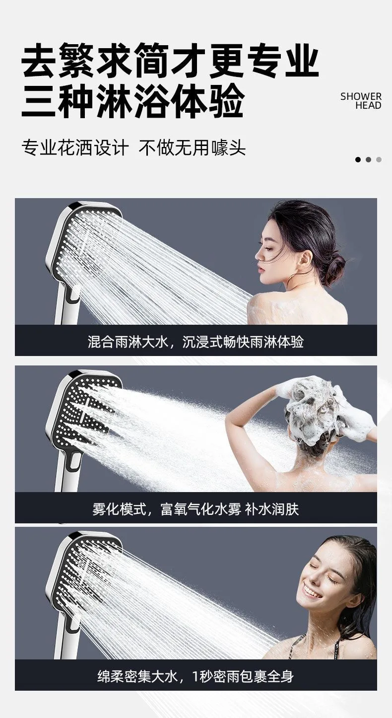 Luxury 3 Modes Large Panel Rectangular 120mm Rainfall Shower Head High Pressure Water Saving Shower Mixer Bathroom Accessories