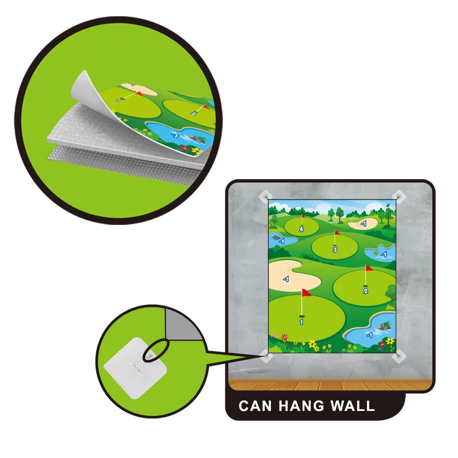 Conjunto de tapete de golfe para crianças, auxílio para treinamento, prática divertida com bolas pegajosas, brinquedos de golfe ao ar livre e interno para festa familiar