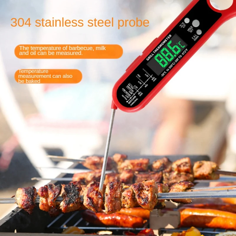 Digital Instant Read Meat Thermometer Folding Probe Backlight & Calibration Function For Cooking Candy,BBQ Grill, Beef