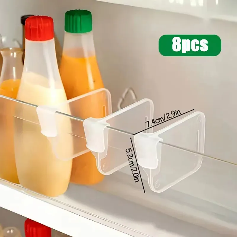 8/16/24 قطعة قابل للتعديل الثلاجة تخزين مقسم المفاجئة على باب الثلاجة الرف فواصل المنظم صناديق حاوية بلاستيكية فاصل