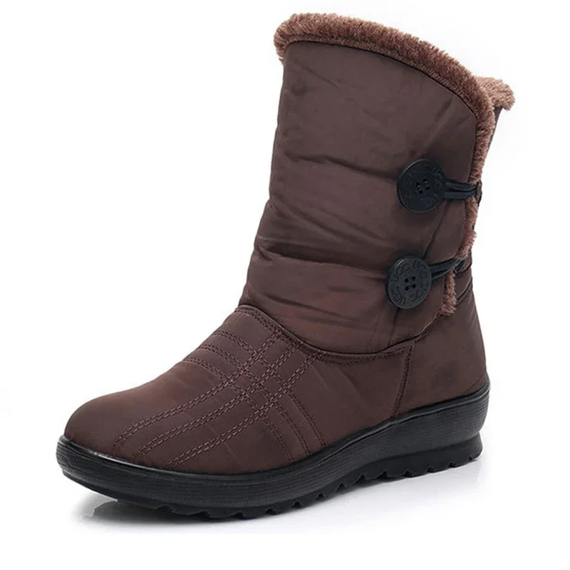 TIMETANG Stivali da neve Stivali invernali da donna di marca Scarpe da donna con bottoni Stivali casual moda donna flessibili impermeabili