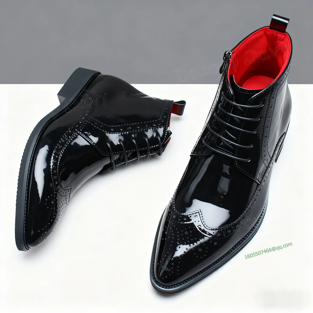 

Черные мужские модельные туфли из лакированной кожи, туфли-лодочки с декором для шитья, мужские туфли без шнуровки для вечеринок, большой размер 47, весна-осень