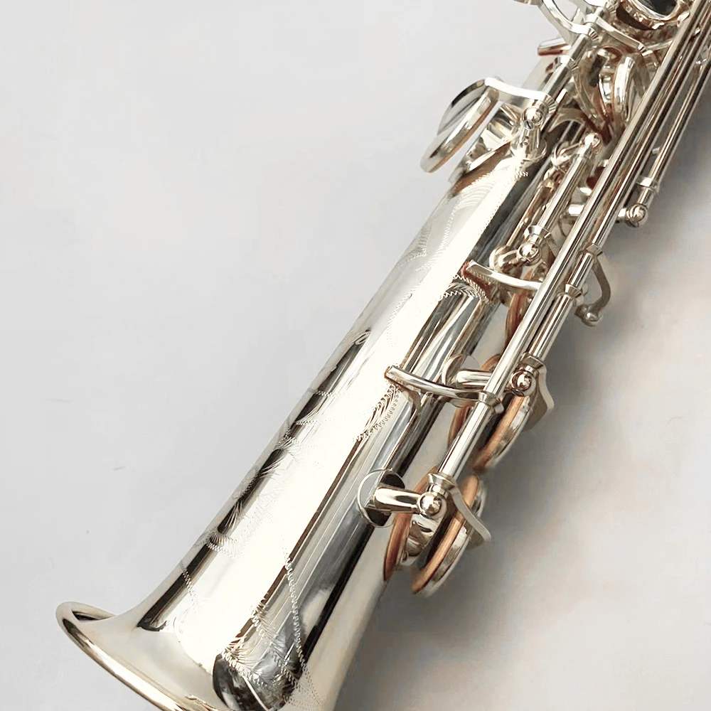 Silver 82 professional soprano saxophone B flat manual one-to-one carved pattern instrument sax soprano high quality