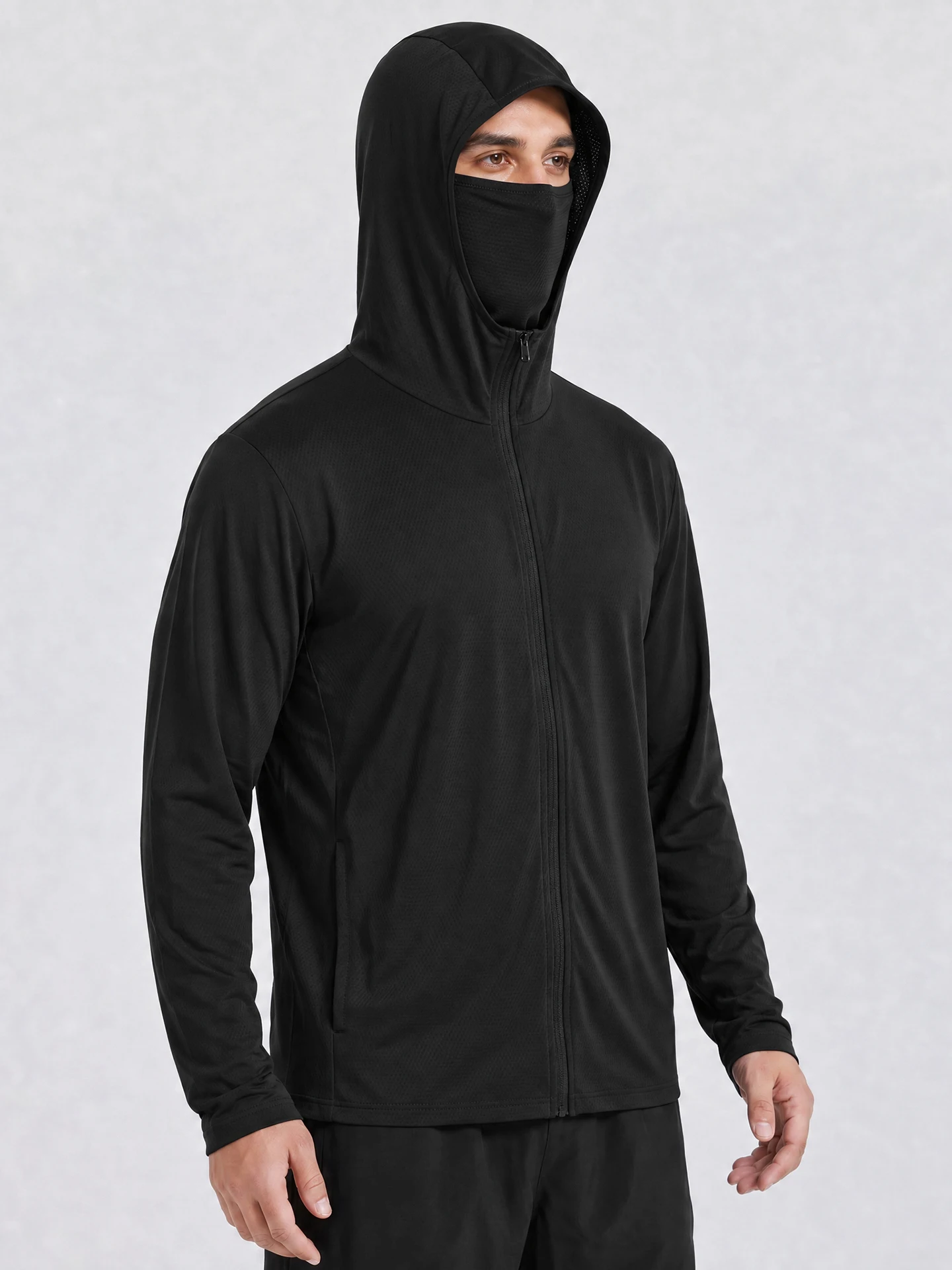 Large Size Ice Silk Men's Outdoor Fishing Cycling UV Protection Clothing Breathable Full Face Mask Fishing Capri Pants
