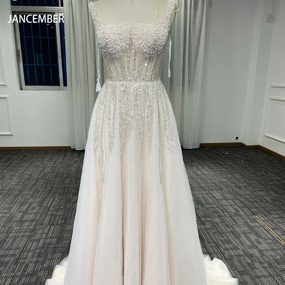 

Summer A-line Sexy Scoop Wedding Dresses For Women Lace Beading Backless Bridal Gowns Elegant Mopping Length Vestidos de Novias