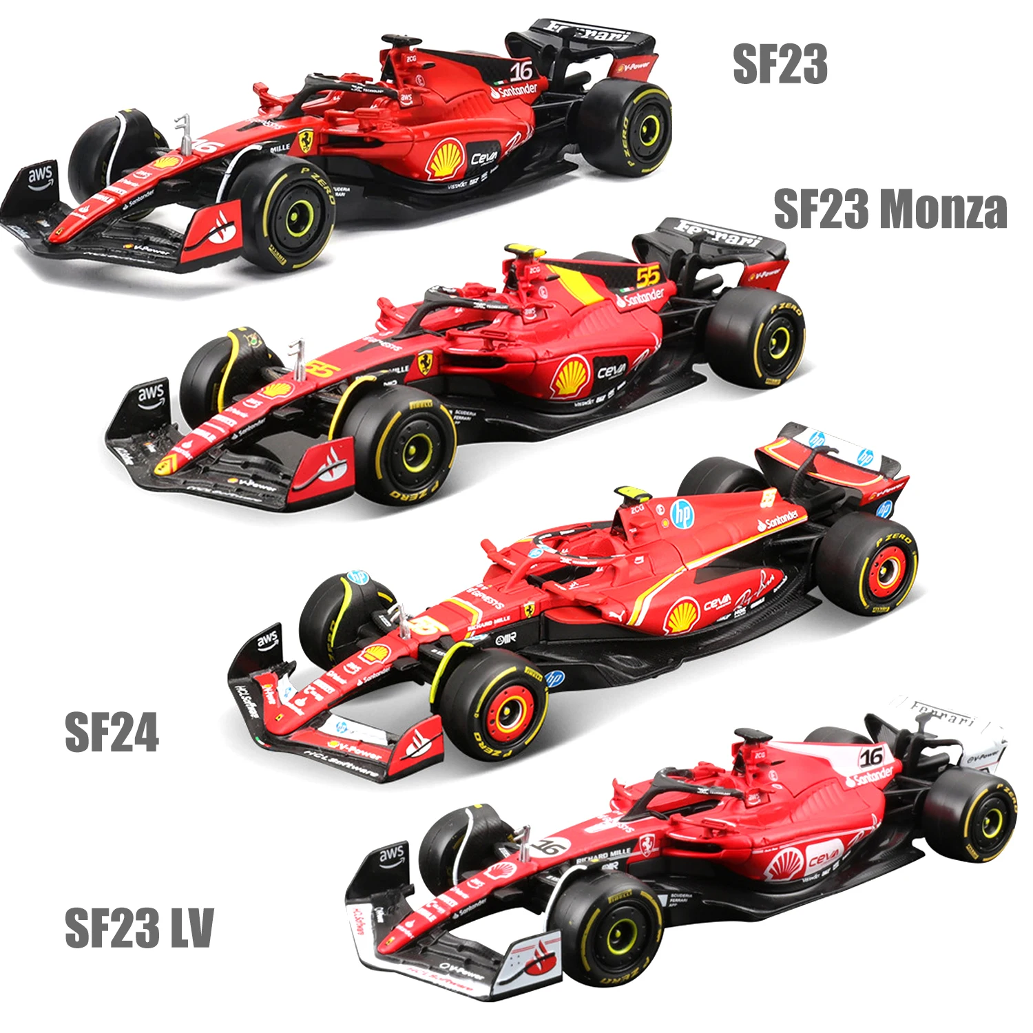 Bburago 1:43 F1 Ferrari SF23 SF24 # 16 # 55 Die Casting Model Car Toy Collection First order equation Las Vegas 16 SF23 Monza 55