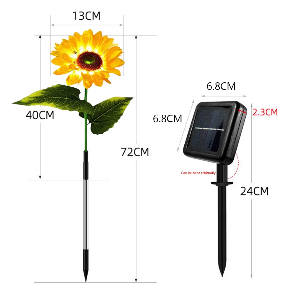 

Светодиодные солнечные светильники в форме подсолнуха для ландшафтного освещения, водонепроницаемые, декоративные, для дорожек, с автоматическим включением, для дома и сада