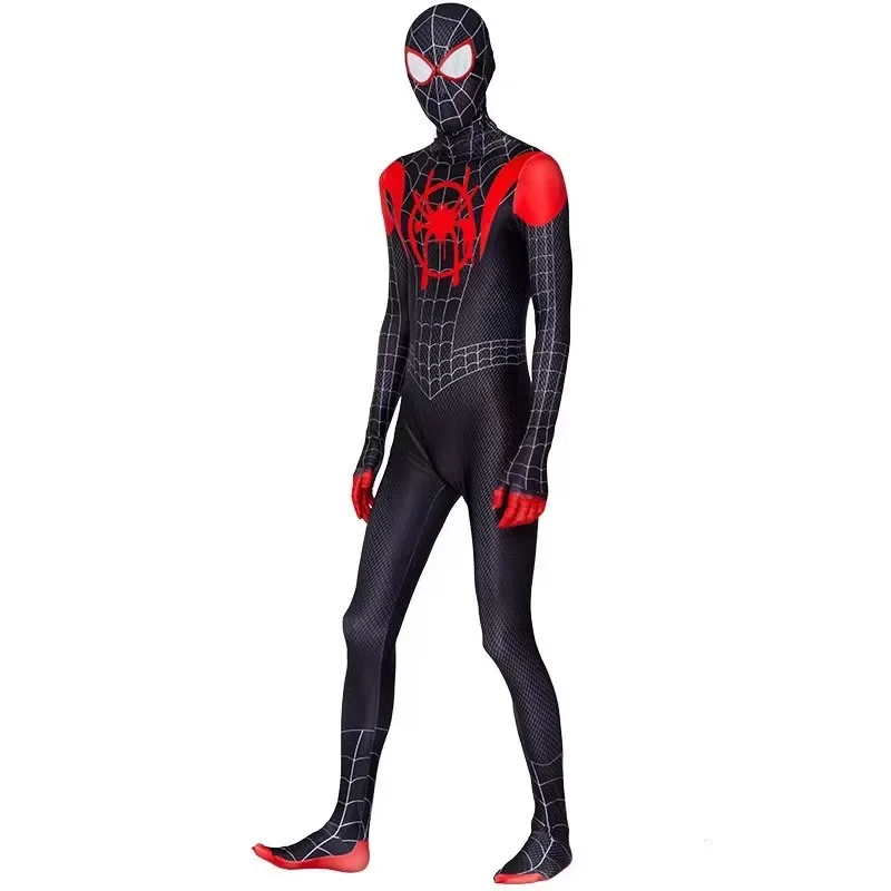 Disfraz de Miles Morales, Spider Man Into The Spider Verse, traje Zentai de superhéroe, traje de Spiderman, costo de fiesta de Halloween #   1
