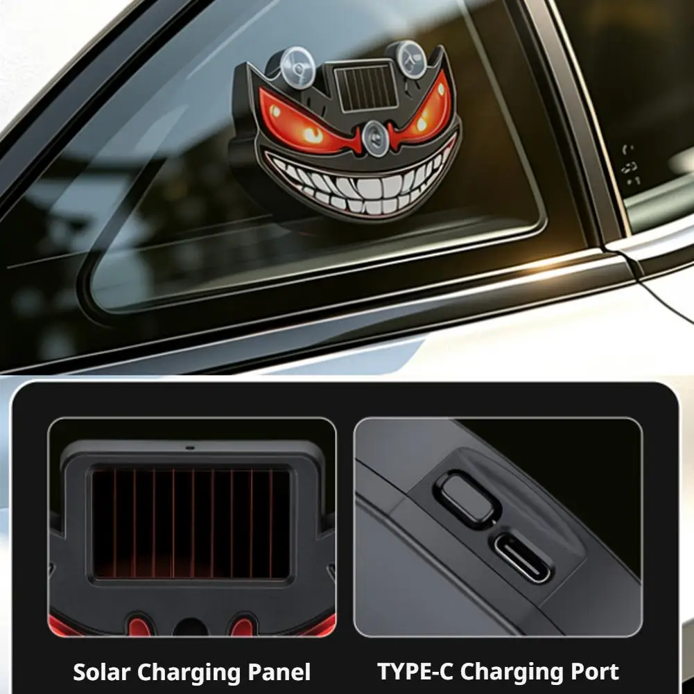 Q3 Solar Car Ambient Light LED Little Devil Expressive Window Lamp Dynamic Warning Decorative Atmosphere Lights Universal