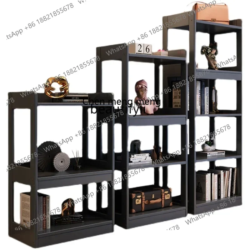 

new styleSolid Wood Bookshelf Modern Living Room Storage Rack Home Bedroom Black Small Bookcase Combination Balcony Bookshelf ss