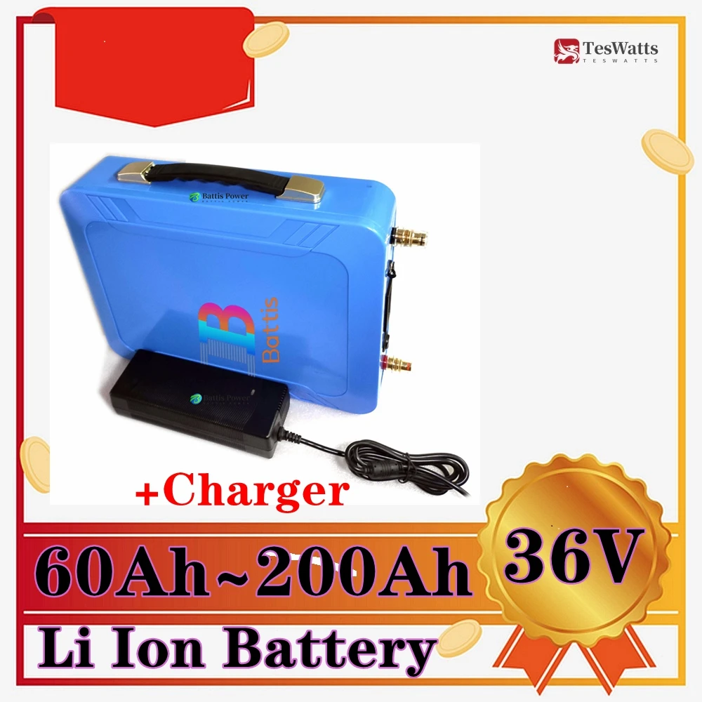 

Teswatts 36V 60Ah 80Ah 100Ah 110Ah 120Ah 130Ah 150Ah 200Ah Lithium Li Ion Battery +Charger