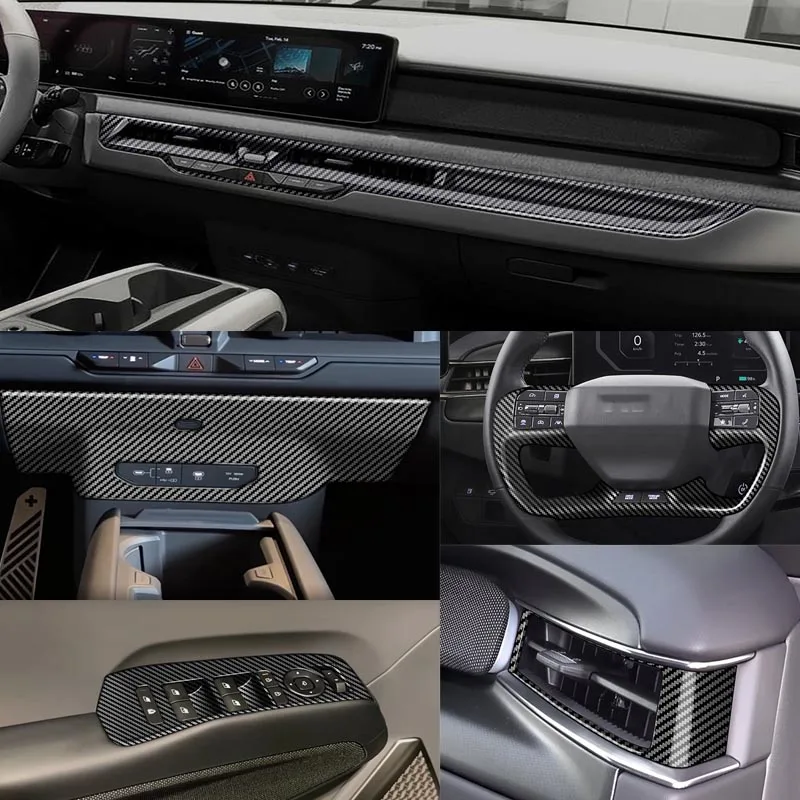 

Для KIA EV9 2023 2024 2025 ABS углеродное волокно, крышка переключателя окна автомобиля, накладка, панель переключения передач, крышка вентиляционного отверстия, аксессуары для интерьера