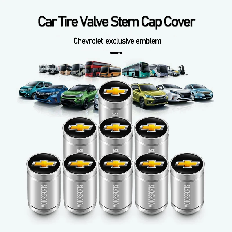 Tapas de válvula para neumáticos de coche, accesorios para automóviles, para Chevrolet Cruze Cobalt Silverado Beat Groove Lacetti Niva Avalanche, 4 Uds.
