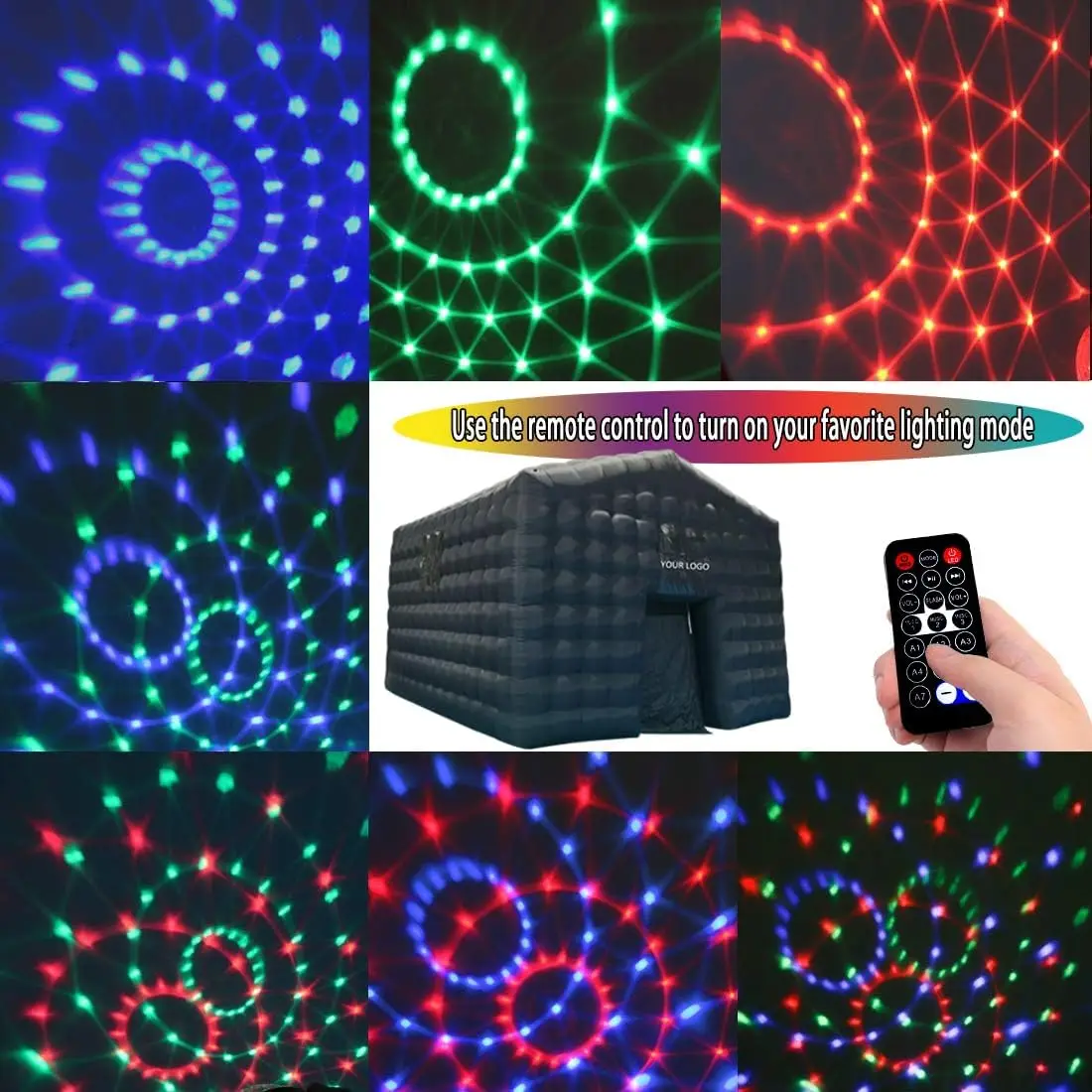 Tenda gonfiabile per discoteca tenda da discoteca con luce da discoteca con illuminazione a colori a LED e macchina per la produzione di fumo per feste